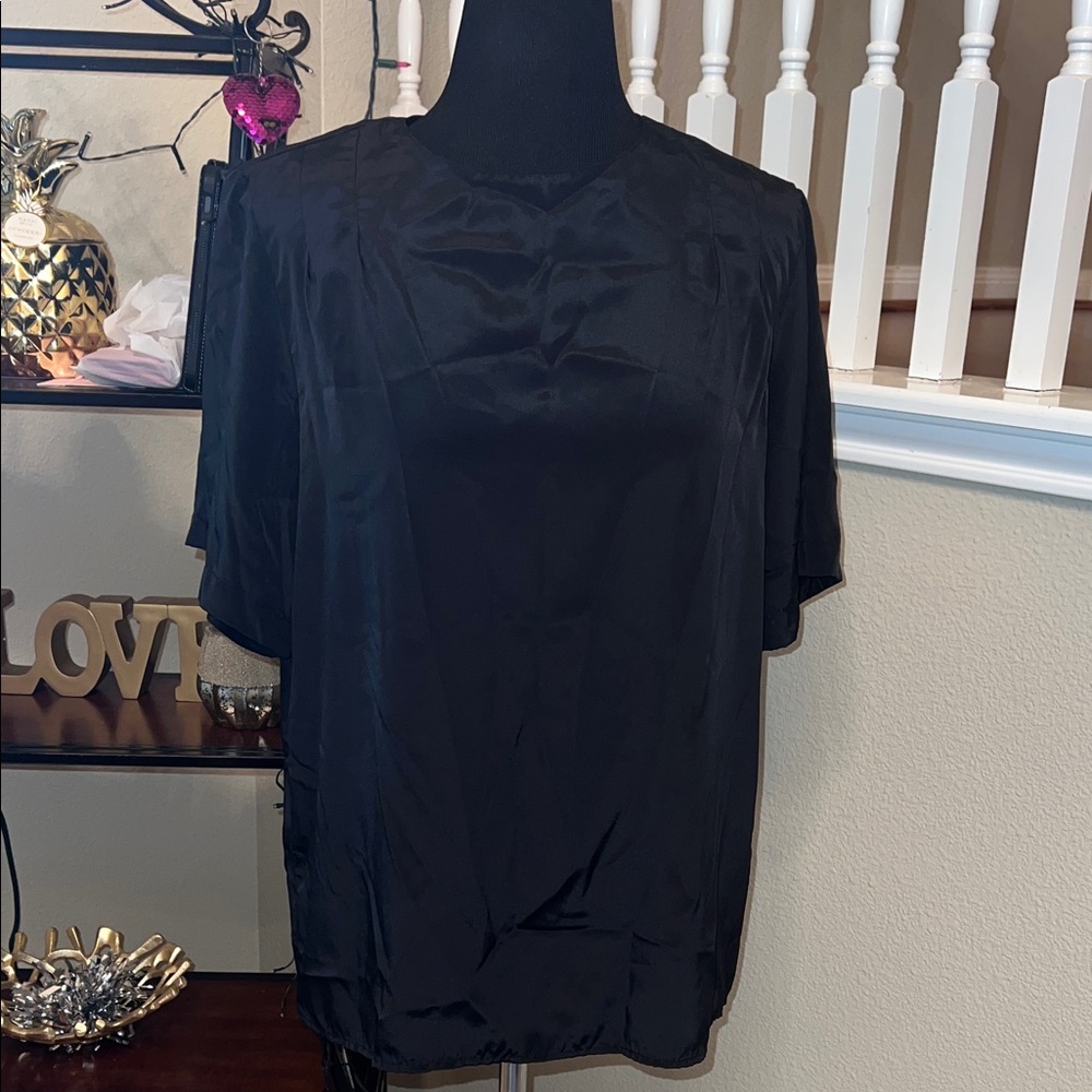 Elegant Women's Black Satin Blouse